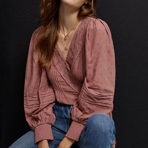 Kimmie Embroidered Wrap Blouse In Purple